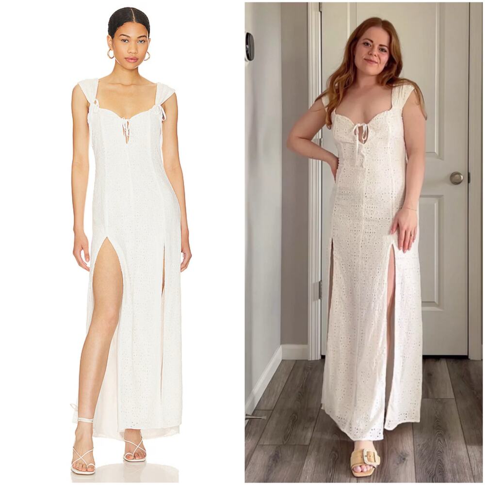 LPA Gabriella Eyelet White Maxi Sundress Dress Small